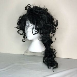 Wig Halloween Black Curly Ponytail Gaston Costume Dress Up Villain Beauty Beast
